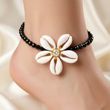 PRAO Anklet Anti-Tarnish Cowrie Flower Cord