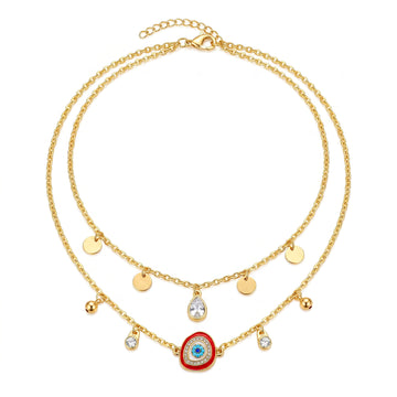 PRAO Necklace Anti-Tarnish Layered Evil Eye