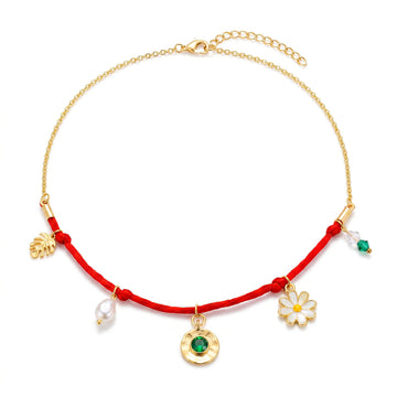 PRAO Necklace Anti-Tarnish Mixed Charm Cord