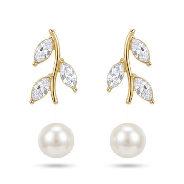 PRAO Earrings Anti-Tarnish Invisible Thread Floating Pearls