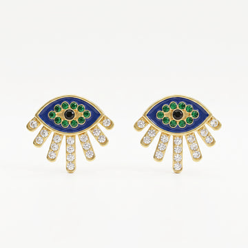 PRAO Earrings Anti-Tarnish Evil Eye Studs