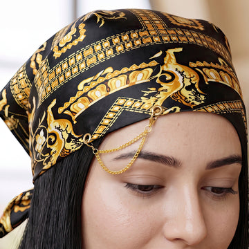 PRAO Scarf Necklace Anti-Tarnish Baroque Print Chain Accent