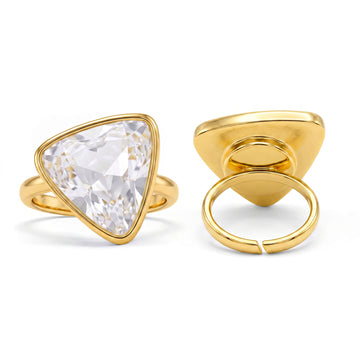 PRAO Ring Anti-Tarnish Crystal White Trillion (Adjustable Size)