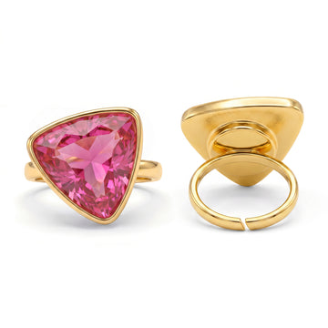 PRAO Ring Anti-Tarnish Ruby Red Trillion (Adjustable Size)