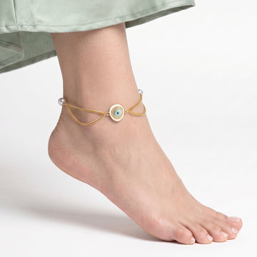PRAO Anklet Anti-Tarnish Evil Eye Pearl