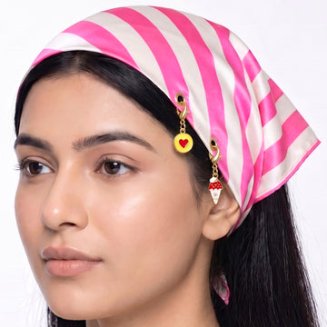PRAO Scarf Necklace Anti-Tarnish Striped Charms