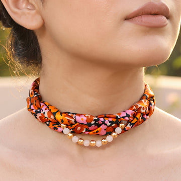 PRAO Necklace Satin Scarf With Stretchable Bracelet