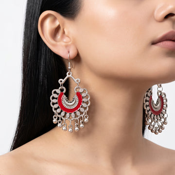 PRAO Earrings Anti-Tarnish Oxidized Handpainted Chaandbali