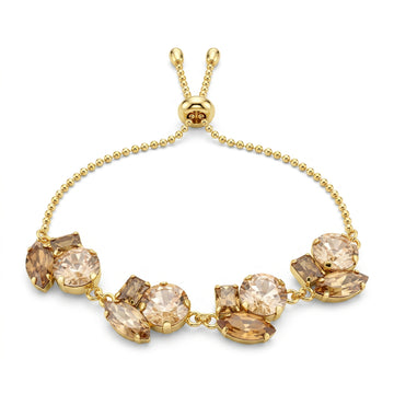 PRAO Bracelet Anti-Tarnish Champagne Crystal Link (Adjustable Size)