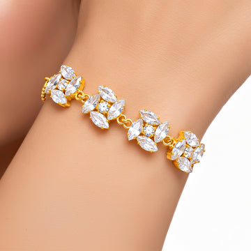 PRAO Bracelet Anti-Tarnish Pinwheel Crystal Link (Adjustable Size)
