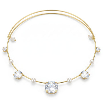 PRAO Necklace Anti-Tarnish Pearl Crystal Collar