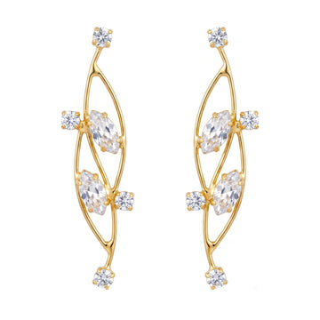 PRAO Earrings Anti-Tarnish Marquise Crystal Dangles