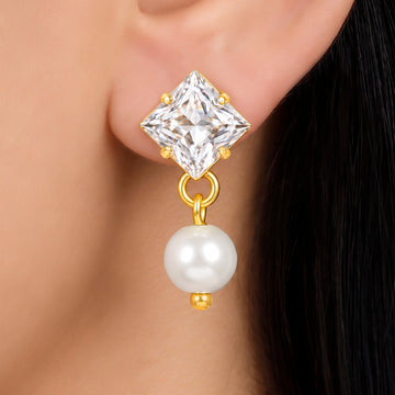 PRAO Earrings Anti-Tarnish Crystal Pearl Drops