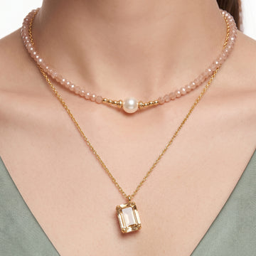 PRAO Necklace Anti-Tarnish Champagne Layered
