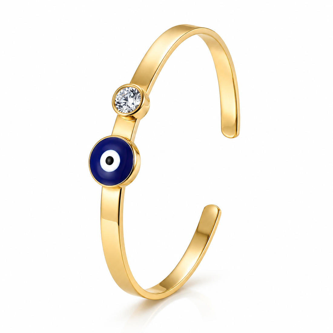 PRAO Bracelet Anti-Tarnish Gold Plated Evil Eye Bangle (Adjustable Size)