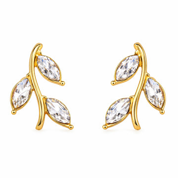 PRAO Earrings Anti-Tarnish Crystal Leaf Ear Climbers