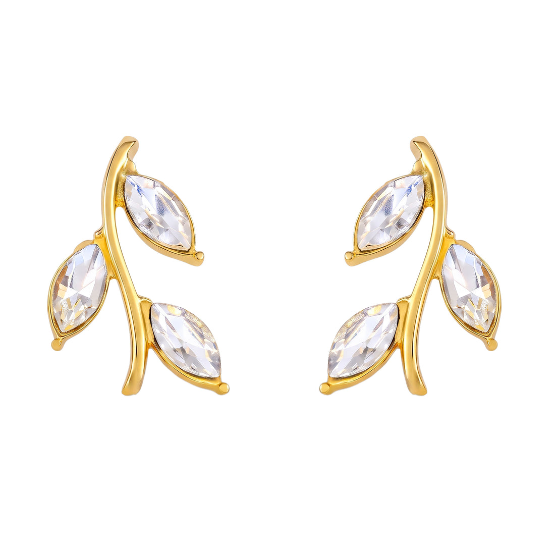 PRAO Earrings Anti-Tarnish Crystal Leaf Ear Climbers