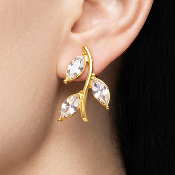 PRAO Earrings Anti-Tarnish Crystal Leaf Ear Climbers