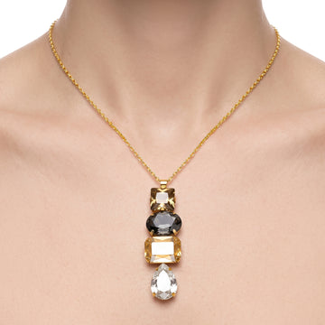 PRAO Necklace Anti-Tarnish Multishape Crystal Drop