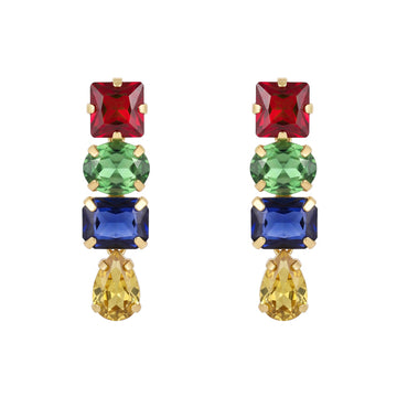 PRAO Earrings Anti-Tarnish Multicolor Crystal Drop