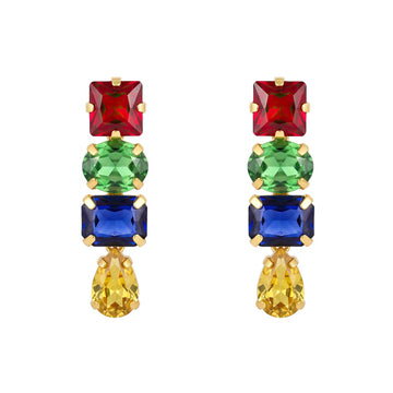 PRAO Earrings Anti-Tarnish Multicolor Crystal Drop