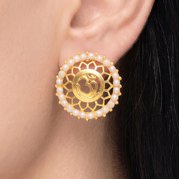 PRAO Earrings Anti-Tarnish Om Pearl Studs
