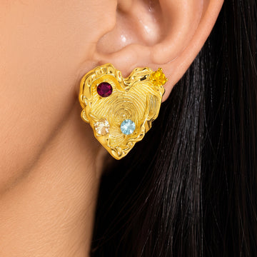 PRAO Earrings Anti-Tarnish Textured Heart