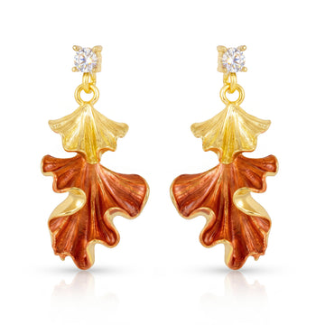 PRAO Earrings Anti-Tarnish Ginkgo Leaf Dangles