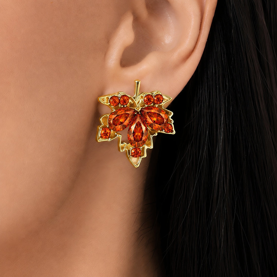 PRAO Earrings Anti-Tarnish Maple Leaf Studs