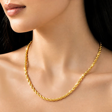 PRAO Necklace Anti-Tarnish Gold Plated Rope Chain
