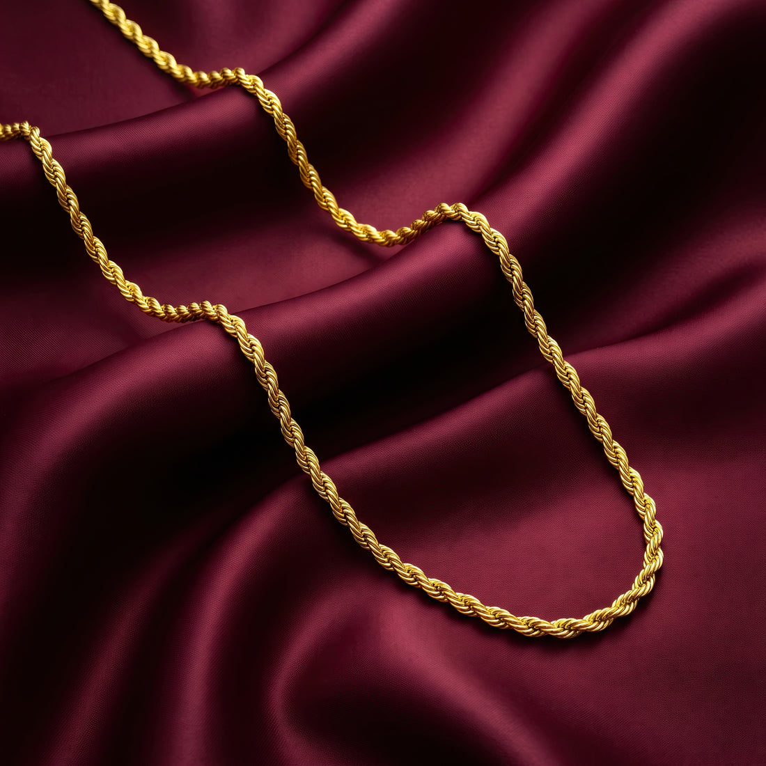 PRAO Necklace Anti-Tarnish Gold Plated Rope Chain