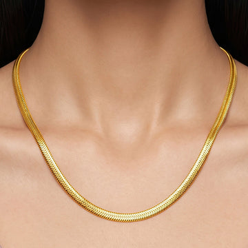 PRAO Necklace Anti-Tarnish Gold Plated Snake Chain