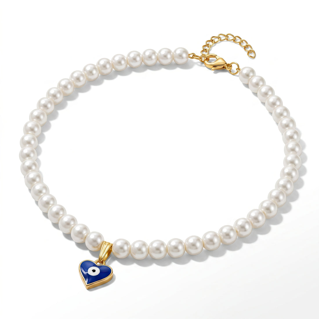 PRAO Necklace Anti-Tarnish Pearl Evil Eye Pendant Set