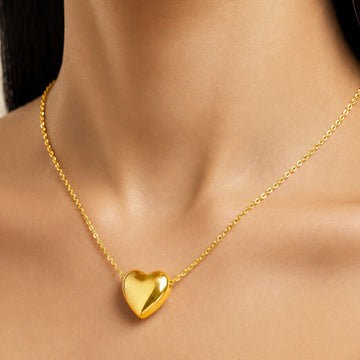 PRAO Necklace Anti-Tarnish Puffed Heart