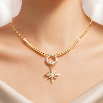 PRAO Necklace Anti-Tarnish Starburst Pearl