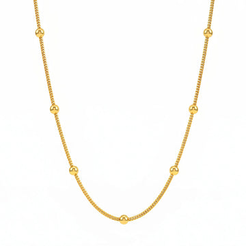 PRAO Necklace Anti-Tarnish Gold Plated Beaded Chain
