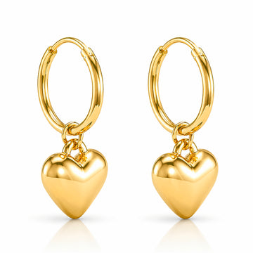 PRAO Earrings Anti-Tarnish Heart Hoop Drops