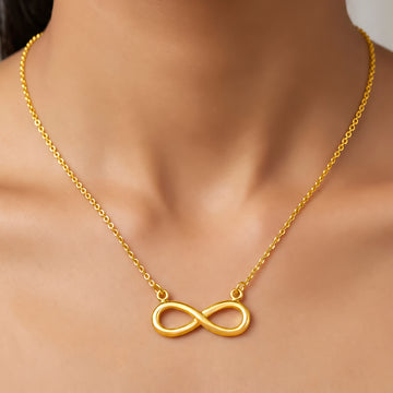 PRAO Necklace Anti-Tarnish Gold Plated Infinity Pendant