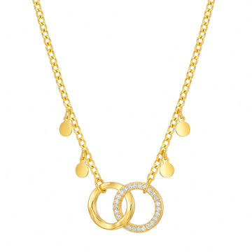 PRAO Necklace Anti-Tarnish Interlocking Ring Pendant