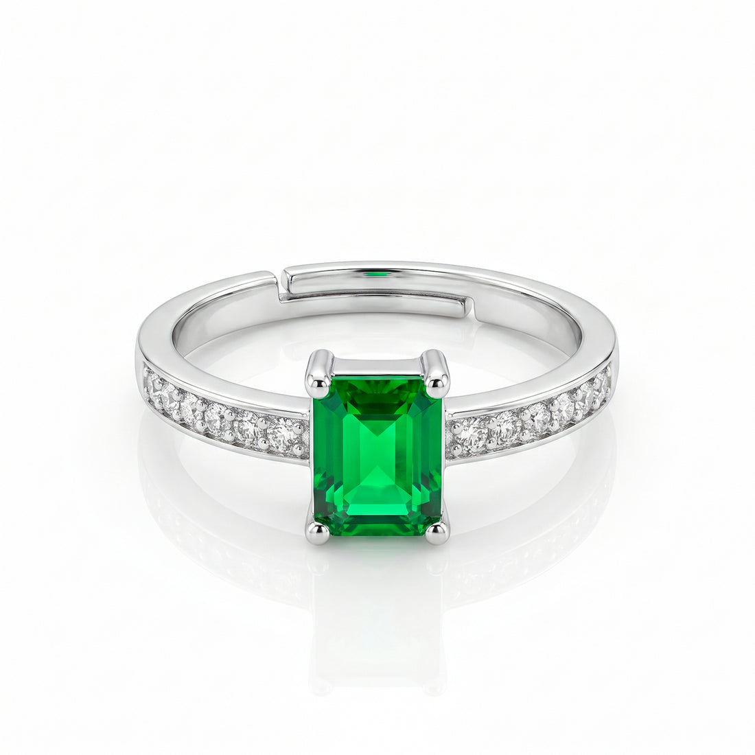 PRAO Ring Anti-Tarnish Emerald Green Crystal (Adjustable Size)