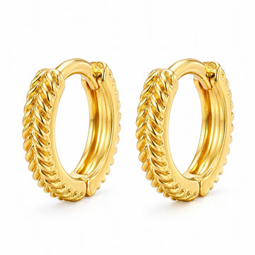 PRAO Earrings Anti-Tarnish Gold Plated Chevron Huggies