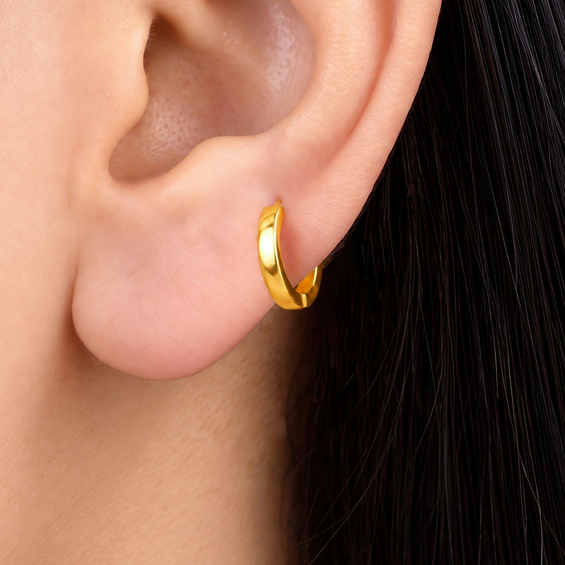 PRAO Earrings Anti-Tarnish Smooth Huggies
