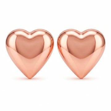 PRAO Earrings Anti-Tarnish Rose Gold Plated Puffy Heart