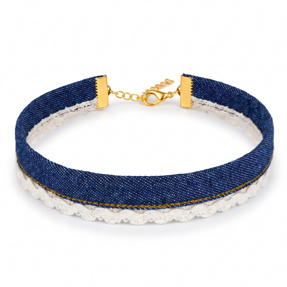 PRAO Necklace Anti-Tarnish Denim Lace Choker
