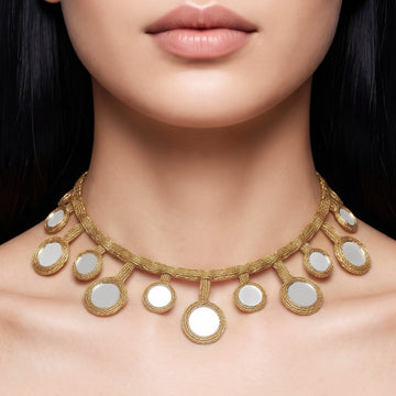 PRAO Necklace Anti-Tarnish Lace Mirror Charms