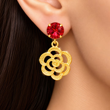 PRAO Earrings Anti-Tarnish Rose Crystal