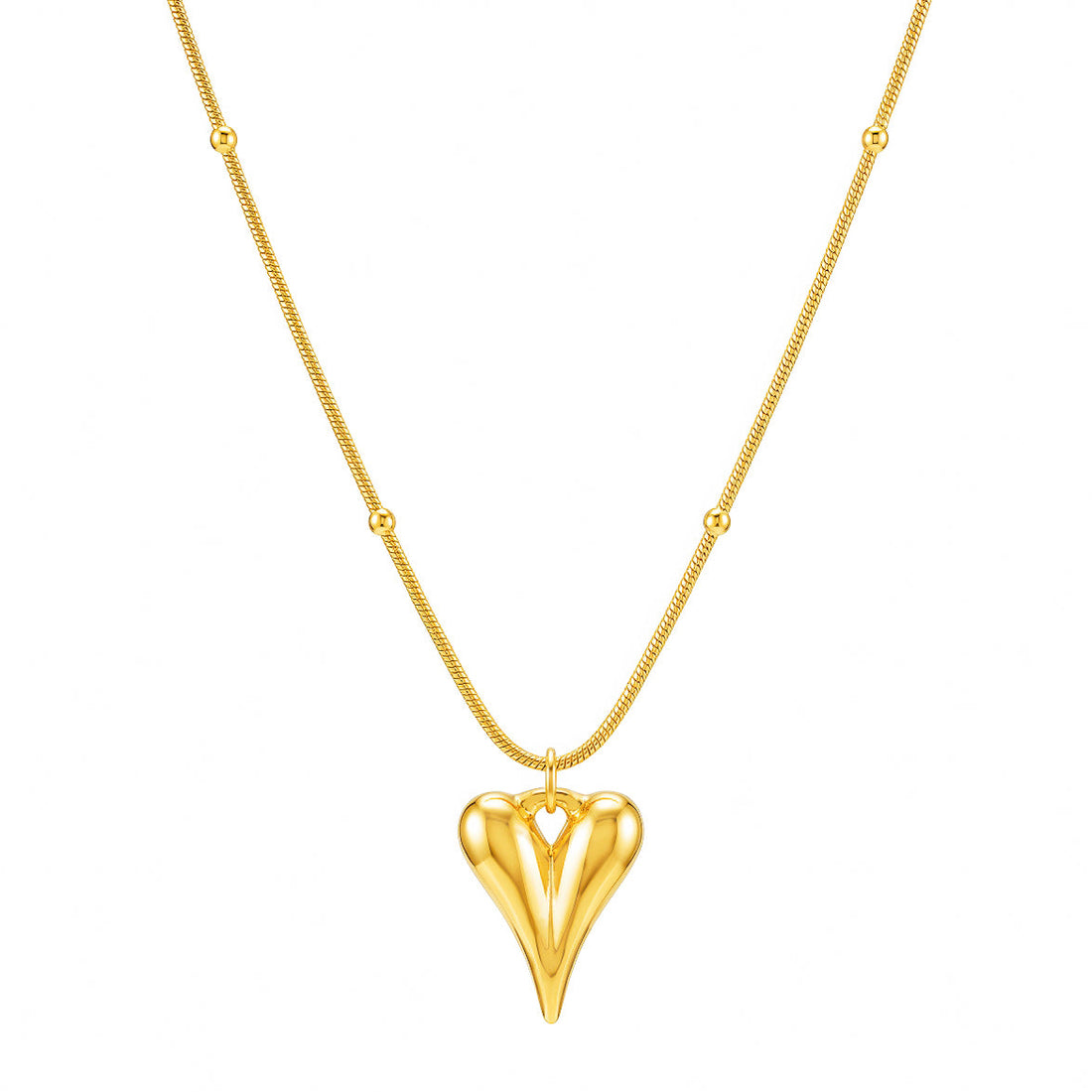 PRAO Necklace Anti-Tarnish Gold Plated Heart Pendant