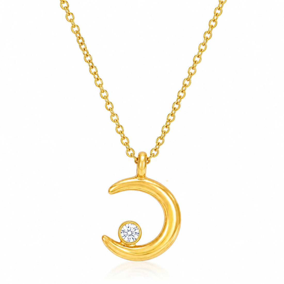 PRAO Necklace Anti-Tarnish Gold Plated Crescent Moon