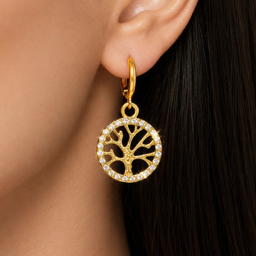 PRAO Earrings Anti-Tarnish Good Fortune Tree Of Life Danglers