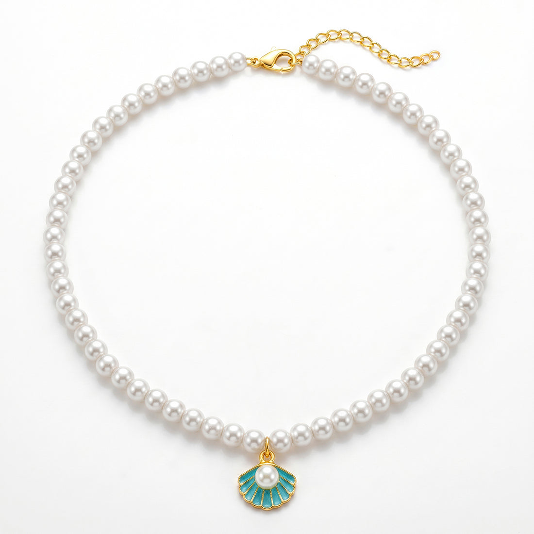 PRAO Necklace Anti-Tarnish Blue Seashell Pearl
